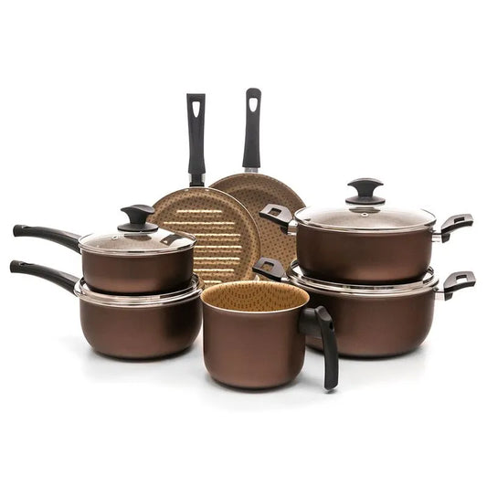 Jogo de Panelas Antiaderentes 7 Peças Santorini Chocolate - Meridional